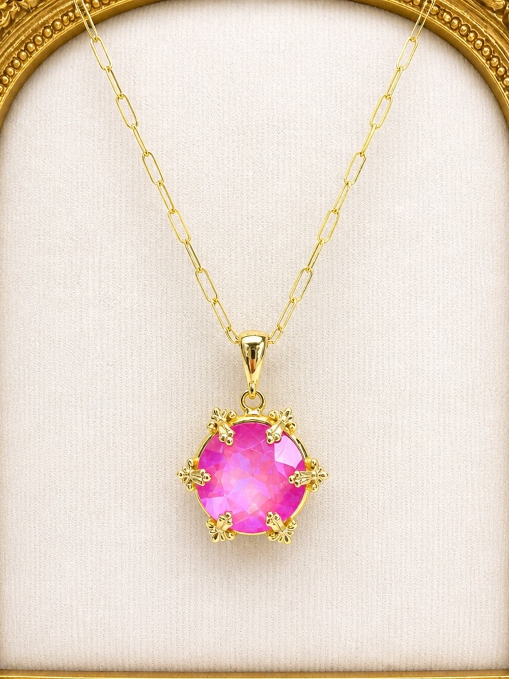 NEW Glitz Mob Electric Peony Locket Crystal Necklace